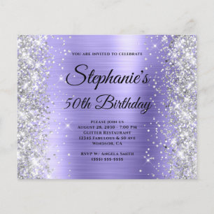 Silver Glitter Periwinkle Foil 50th Birthday Flyer