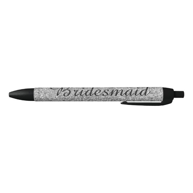 Silver Glitter Personalized Bridesmaid Blue Ink Pen (Bottom)