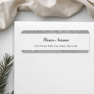 Silver Glitter Personalized Return Address