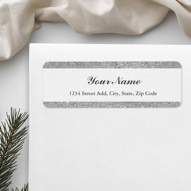 Silver Glitter Personalized Return Address (Creator Uploaded)