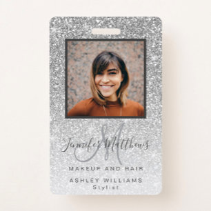 Silver Glitter Photo Makeup Hair Salon Badge