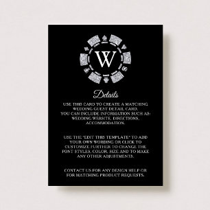 Silver Glitter Poker Chip Casino Wedding Detail Enclosure Card