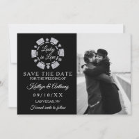 Silver Glitter Poker Chip Casino Wedding Photo