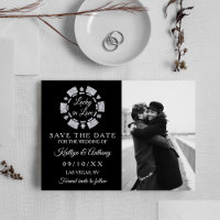 Silver Glitter Poker Chip Casino Wedding Photo