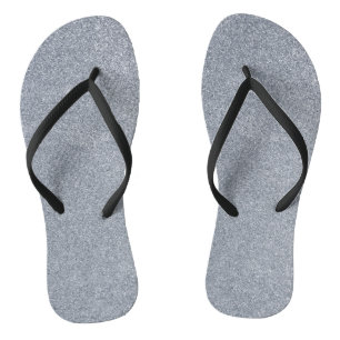 Silver Glitter Print Metallic Wedding bride groom Flip Flops