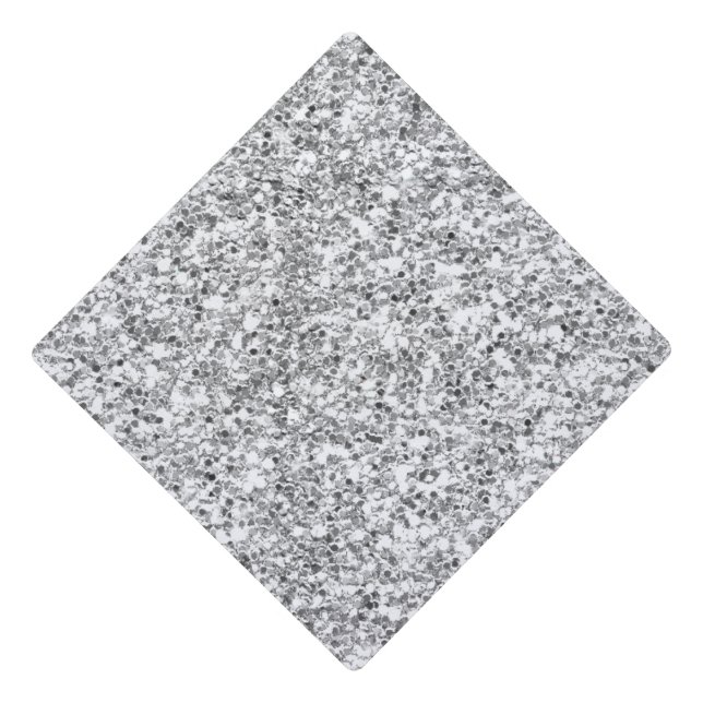 Silver Glitter Printed Graduation Cap Topper (Front)