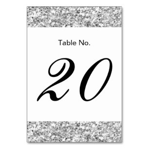 Silver Glitter Printed Table Number