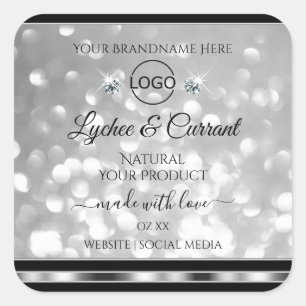 Silver Glitter Product Label Sparkle Diamonds Logo