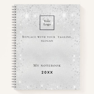 Silver glitter QR code business logo promotion Notebook
