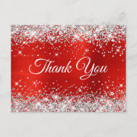 Silver Glitter Red Foil 21st Birthday Thank You