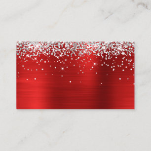 Silver Glitter Red Foil Blank Place Card