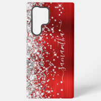 Silver Glitter Red Foil Girly Signature
