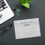 Silver glitter return address envelope<br><div class="desc">A faux silver metallic looking background with faux glitter dust. Personalize and add your name and return address on the back. The name is written with a modern and trendy handlettered style script. Perfect for birthday party invitations!</div>
