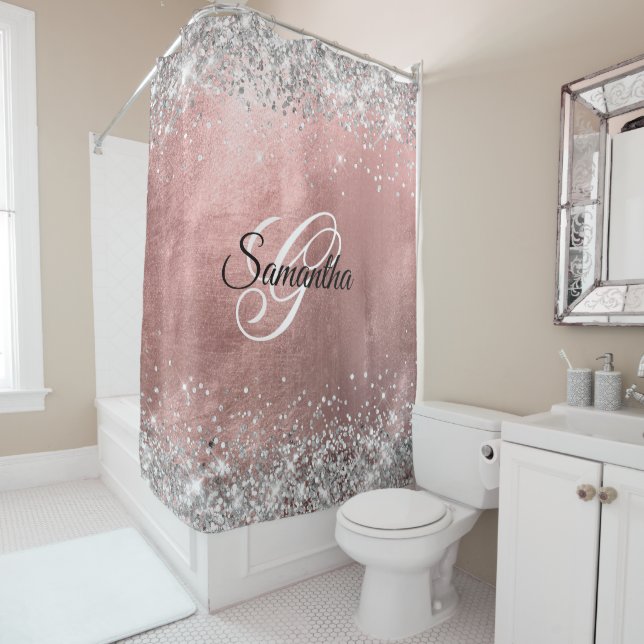 Silver Glitter Rose Gold Foil Fancy Monogram (In Situ)