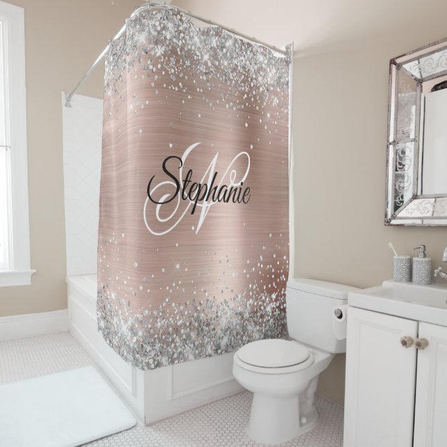 Silver Glitter Rose Gold Foil Fancy Monogram (In Situ)