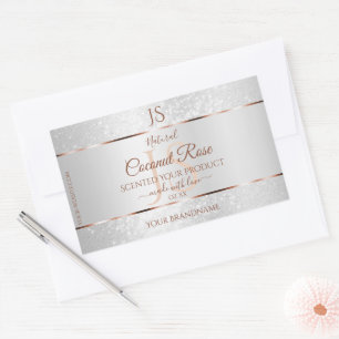 Silver Glitter Rose Gold Product Labels Initials