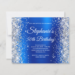 Silver Glitter Royal Blue Foil 50th Birthday