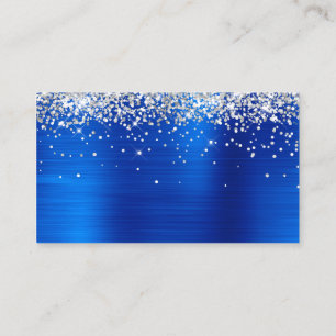 Silver Glitter Royal Blue Foil Blank Place Card