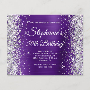 Silver Glitter Royal Purple Foil 50th Birthday Flyer