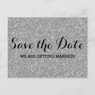 Silver Glitter Save the Date Postcard 2