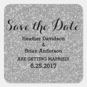 Silver Glitter Save the Date Stickers