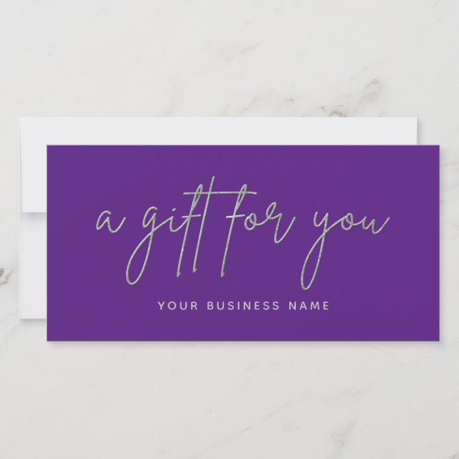 Silver Glitter Script Business Gift Voucher (Front)