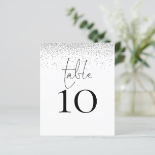 Silver Glitter Script Wedding Table Number