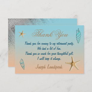 Silver Glitter Seashell Starfish Retirement Thanks Card