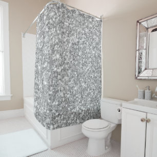 Silver Glitter Shower Curtain