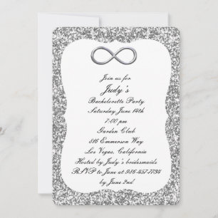 Silver Glitter Silver Infinity Bachelorette Party Invitation