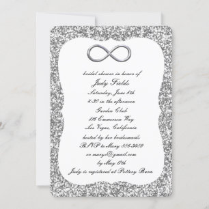 Silver Glitter Silver Infinity Bridal Shower Invitation
