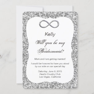 Silver Glitter Silver Infinity Bridesmaid Card