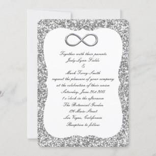 Silver Glitter Silver Infinity Wedding Invitation