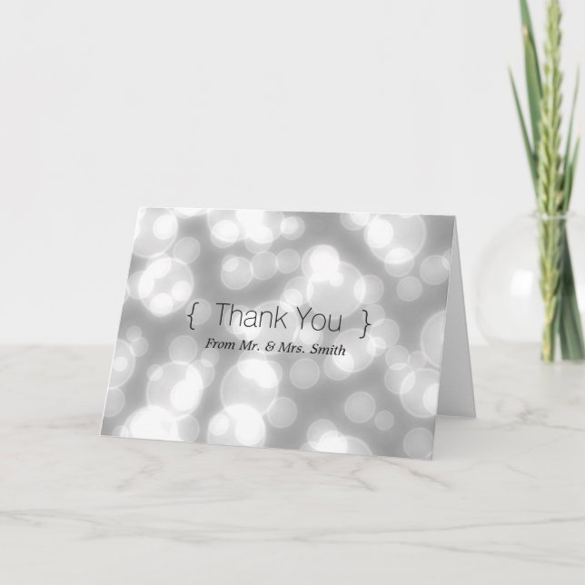 Silver Glitter Simple Elegant Thank You Card (Front)