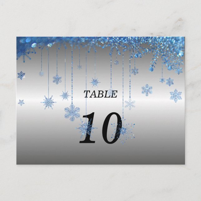 silver glitter snowflake Table Number Postcard (Front)