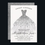 Silver Glitter Sparkle Dress Sweet 16th Birthday Invitation<br><div class="desc">Modern Glam Silver Grey Glitter Sparkle Dress Sweet 16th Birthday Invitation</div>