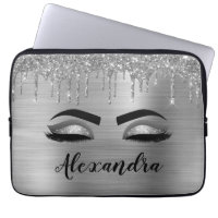 Silver Glitter Sparkle Eyelashes Monogram Name