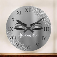 Silver Glitter Sparkle Eyelashes Monogram Name