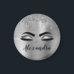 Silver Glitter Sparkle Eyelashes Monogram Name Magnet<br><div class="desc">Silver Faux Foil Metallic Sparkle Glitter Brushed Metal Monogram Name and Initial Eyelashes (Lashes), Eyelash Extensions and Eyes Magnets. The design makes the perfect sweet 16 birthday, wedding, bridal shower, anniversary, baby shower or bachelorette party gift for someone looking for a trendy cool style.</div>