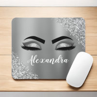 Silver Glitter Sparkle Eyelashes Monogram Name