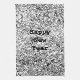 Silver Glitter Sparkle Kitchen Towel
