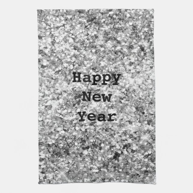 Silver Glitter Sparkle Kitchen Towel (Vertical)