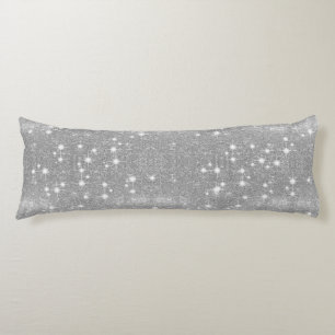 Silver Glitter Sparkle Metal Metallic Look Body Pillow