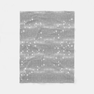Silver Glitter Sparkle Metal Metallic Look Fleece Blanket