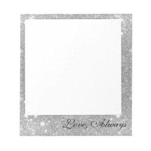 Silver Glitter Sparkle Metal Metallic Look Notepad