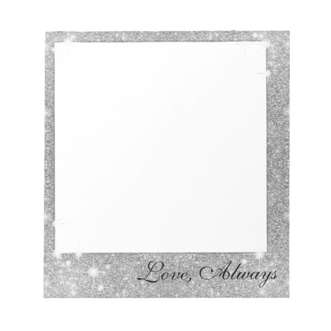 Silver Glitter Sparkle Metal Metallic Look Notepad (Front)
