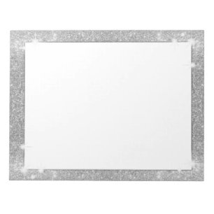 Silver Glitter Sparkle Metal Metallic Look Notepad