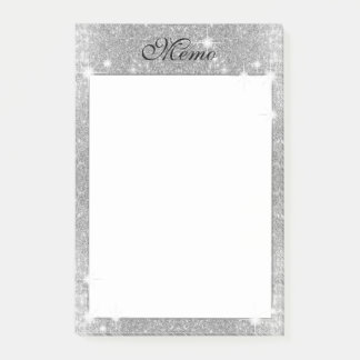 Silver Glitter Sparkle Metal Metallic Look Post-it Notes