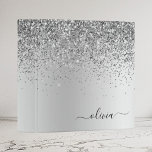 Silver Glitter Sparkle Metal Monogram Name Binder<br><div class="desc">Silver Faux Foil Metallic Sparkle Glitter Brushed Metal Monogram Name Binder. This makes the perfect sweet 16 birthday,  wedding,  bridal shower,  anniversary,  baby shower or bachelorette party gift for someone that loves glam luxury and chic styles.</div>