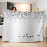 Silver Glitter Sparkle Metal Monogram Name Fleece Blanket<br><div class="desc">Silver Faux Foil Metallic Sparkle Glitter Brushed Metal Monogram Name and Initial Fleece Blanket. This makes the perfect sweet 16 birthday,  wedding,  bridal shower,  anniversary,  baby shower or bachelorette party gift for someone that loves glam luxury and chic styles.</div>